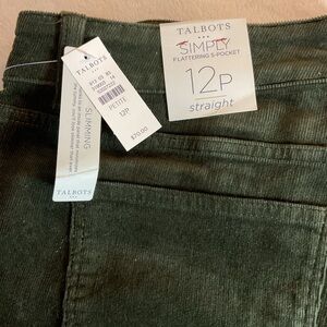 Talbots Olive Green Corduroy Straight Pants